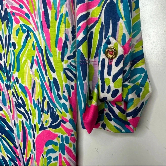 Lilly Pulitzer Rossmore Palm Reader V-Neck Pullover T-Shirt Dress Size X-Small - Picture 4 of 8
